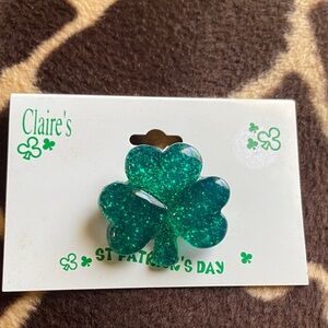 Vintage 80’s Claire's Sparkling Green Shamrock Pin